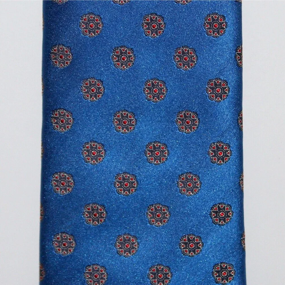 Geoff Nicholson Necktie blue gold 100% silk Italy